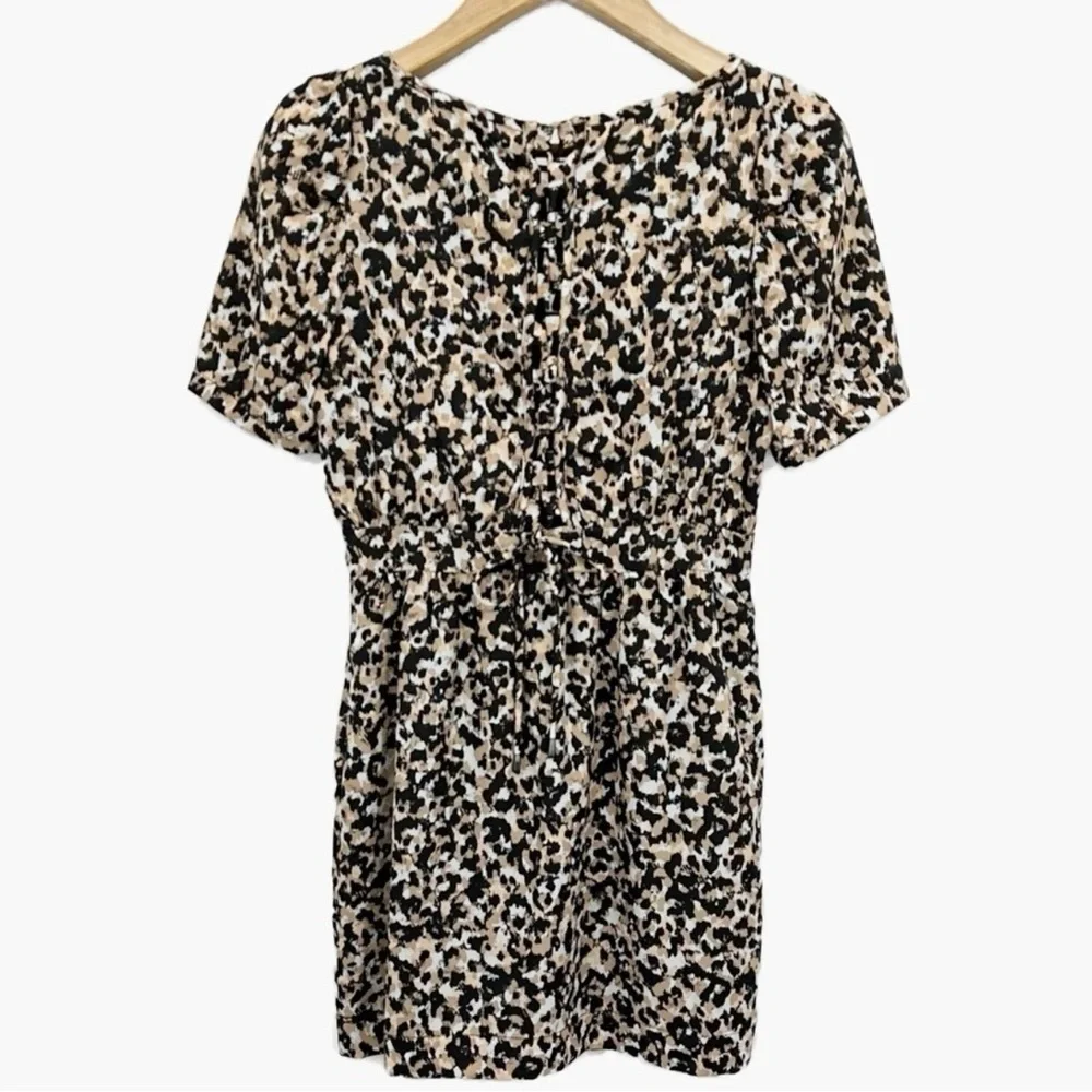 BCBGeneration Animal Print Size 8 Lace Up Back Mini Dress - Picture 3 of 16